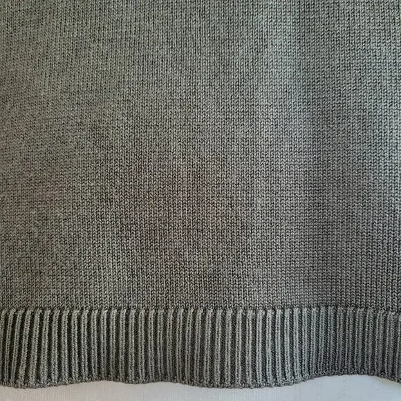 NWT DKNY Jeans Olive Green Short Sleeve Mock Neck Rhinestone Logo Knit Top - Picture 5 of 12